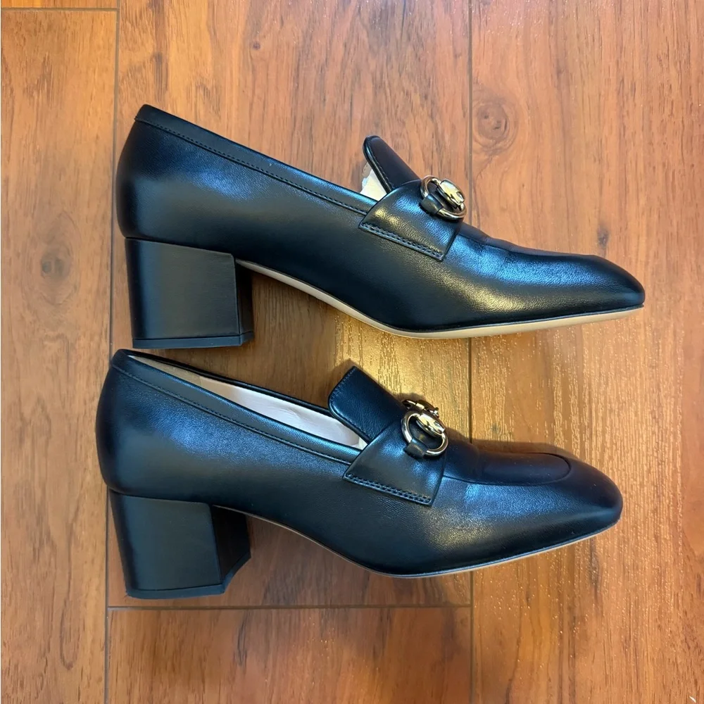 Gucci Heeled Loafer Pumps with Horse Bit Black Leather Women’s 36.5 - Picture 6 of 12